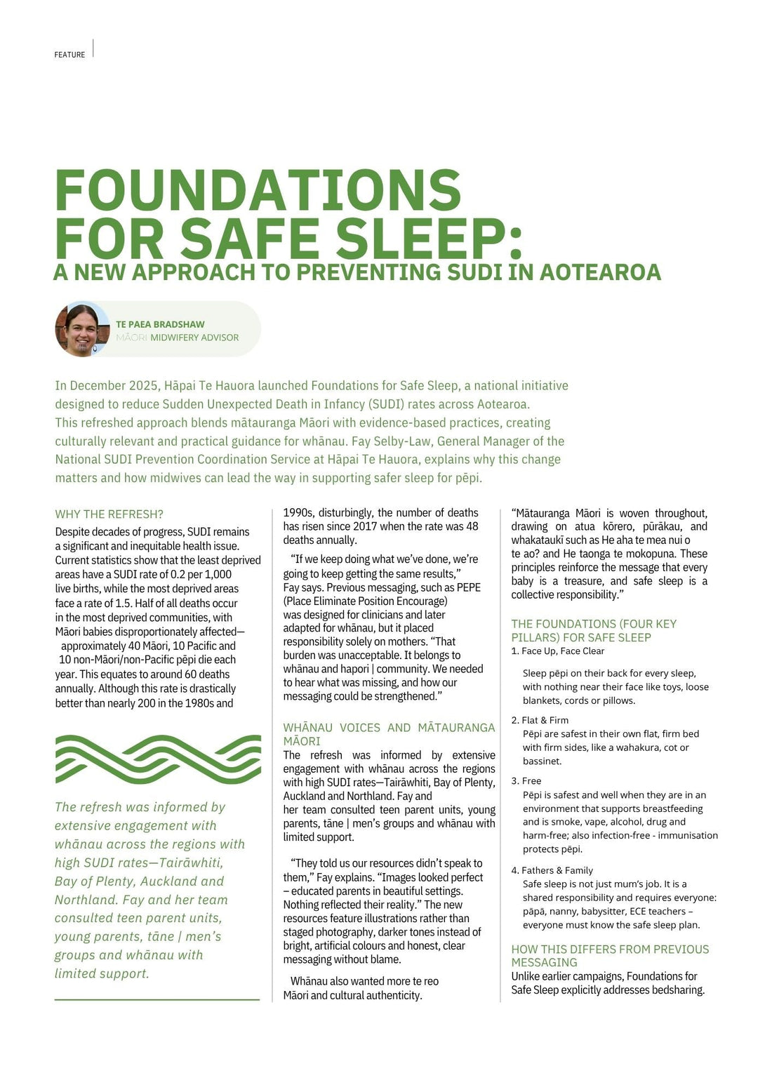Midwifery News Article – Foundations for Safe Sleep